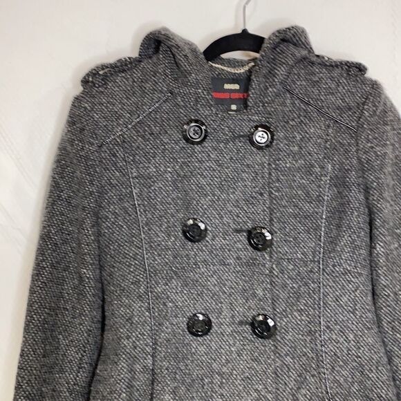 Miss Sixty Wool Blend Double Breasted Belted Pea Coat Grey Tweed Small EUC - Picture 5 of 16